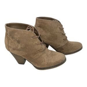 MIA Suede Tan Heeled Boots